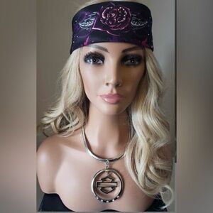 Women’s motorcycle bandana bling rose NEW